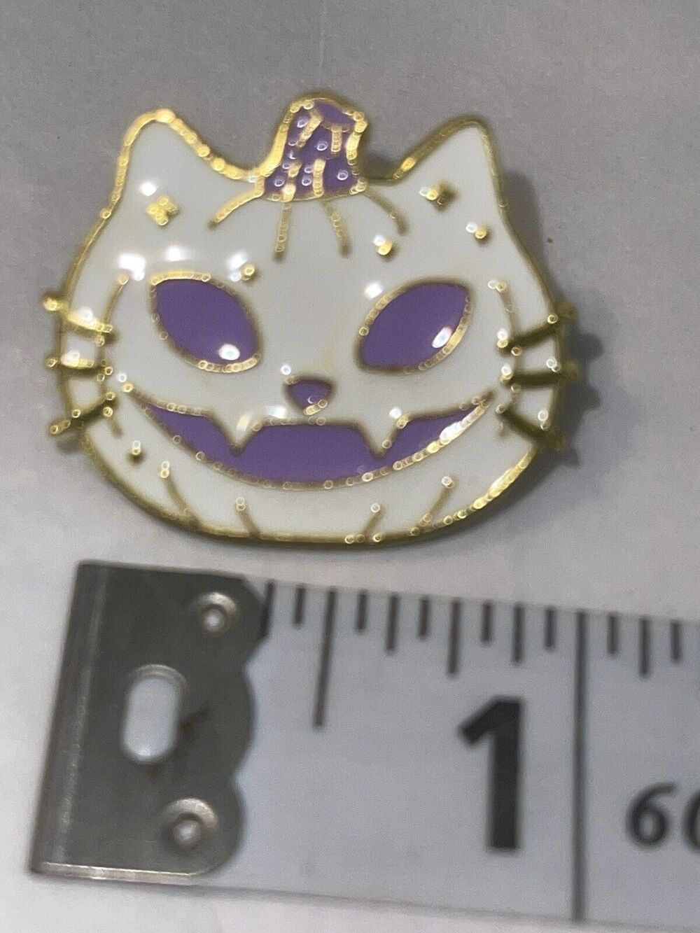 White and Purple Cat Pumpkin Halloween Pin Brooch